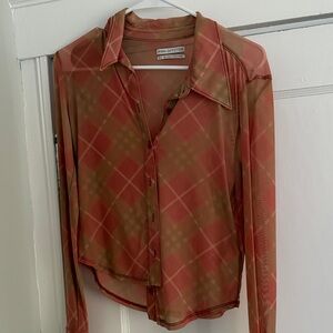 Urban Outfitters Plaid Button-Down Shirt - Red and Olive